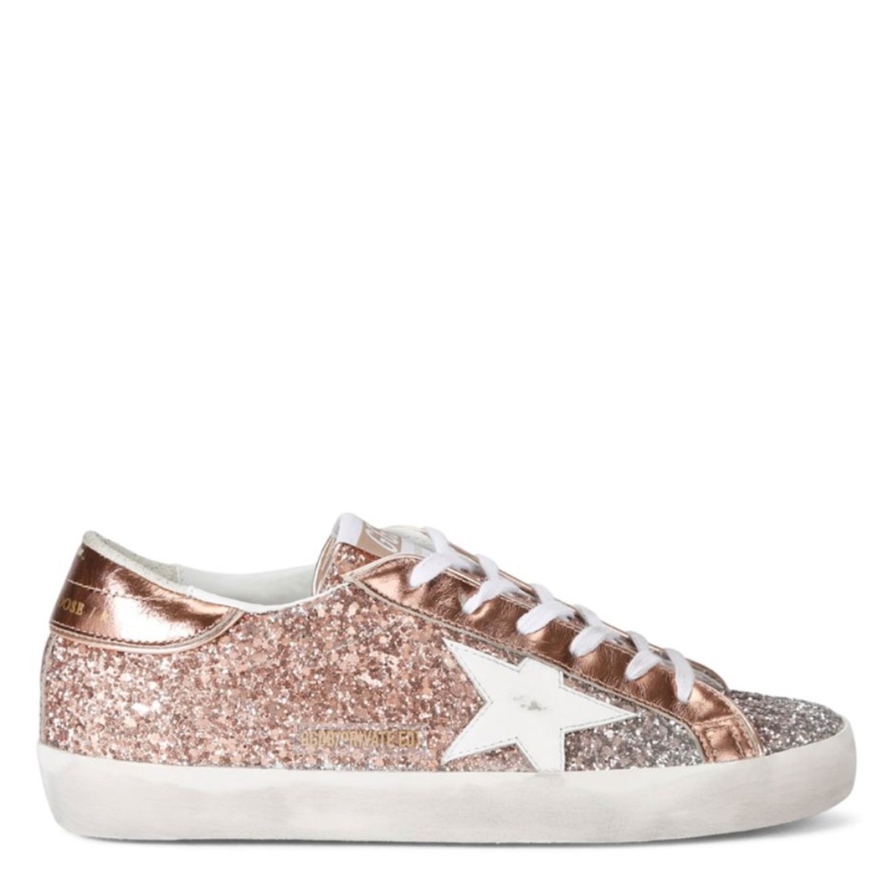 Golden Goose Rose Gold and Silver Glitter Sneakers